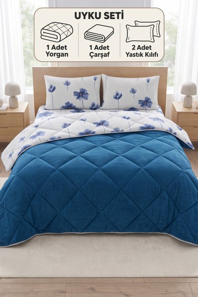 Formeya Nordelle Doppel-Wellsoft-Quilt-Schlafset mit elastischem Laken + Kiss...