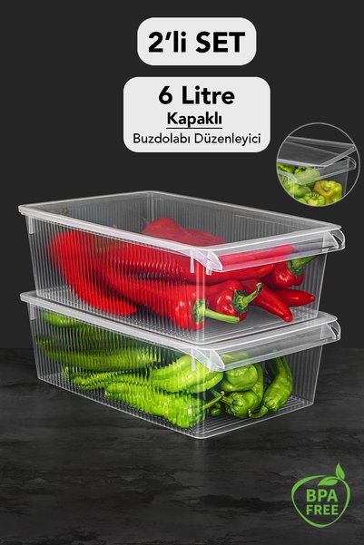 Meleni Home 2 Storage Containers with Lids - Organizer Organizer Fruit Vegeta...