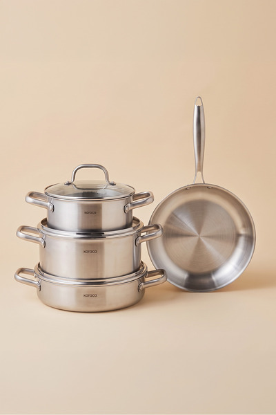 Karaca Power Steel 316+ 3Ply Akita Induction Base 7 Piece Steel Cookware Set