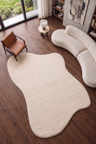 Cool Halı Puffy Açık Taş Kalın Yumuşak Modern Amorf Minimalist Bohem Asimetri...