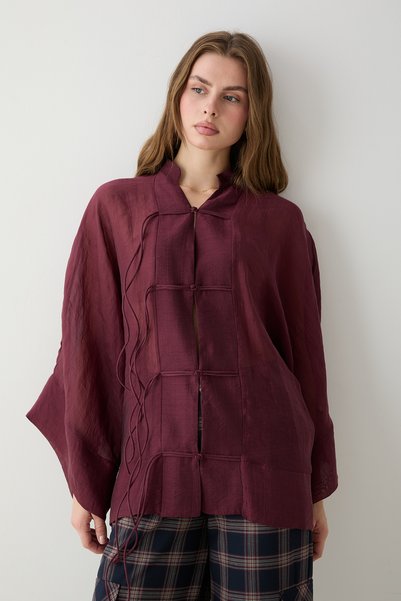 Trendyol Collection قميص بلون البرقوق TWOAW27GO00074