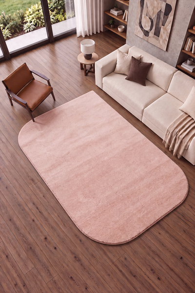 Cool Halı Puffy Pembe Kalın Yumuşak Amorf Düz Renk Peluş Tüylü Kışlık Antre G...
