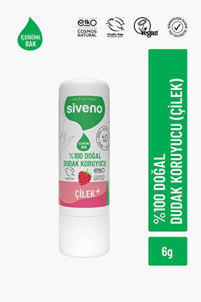 Siveno %100 Doğal Dudak Koruyucu Çilek Bitkisel Lipbalm Dudak Kremi Nemlendir...