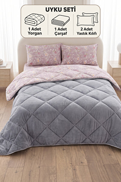 Formeya Nordelle Doppel-Wellsoft-Quilt-Schlafset mit elastischem Laken + Kiss...