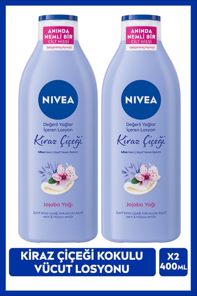 NIVEA Kiraz Çiçeği Kokulu Nemlendirici Vücut Bakım Losyonu 400ml, X2 Adet Set