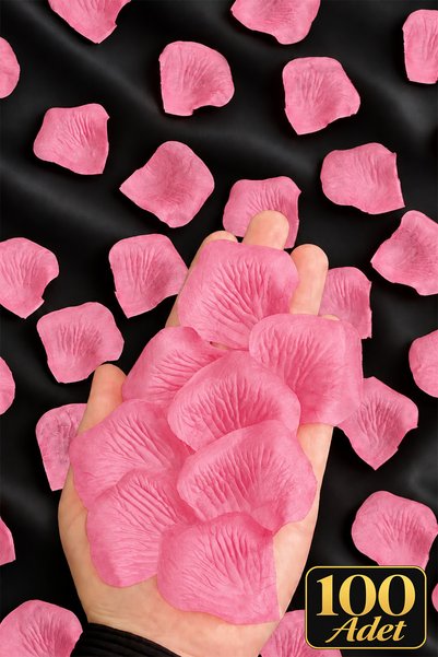 ZEYMERADE Pembe Gül Yaprağı Yapay, 100 Adet Kutlama Yıl Dönümü Konfeti Evlili...