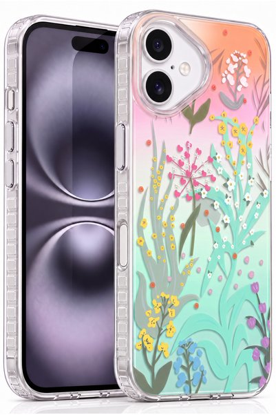 Fibaks iPhone 17 Kılıf Bahar Bahçesi Desenli Şeffaf Silikon | İçten Baskılı, ...