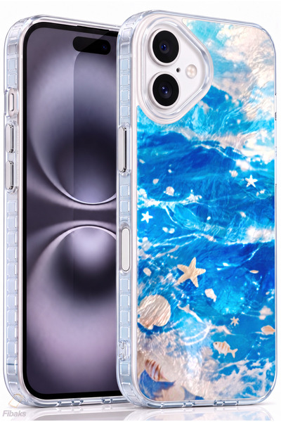 Fibaks iPhone 17 Kılıf Deniz Dalgası Desenli Şeffaf Silikon Telefon Kılıfı | ...