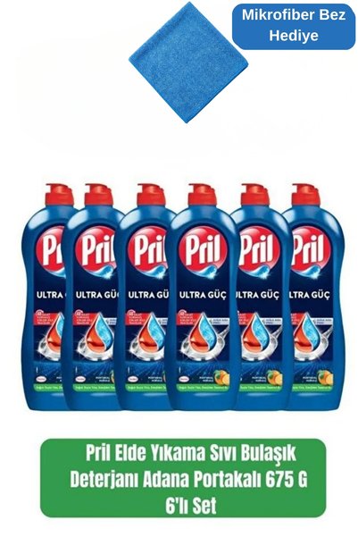 Pril Ultra Güç Adana Portakalı Sıvı Bulaşık Deterjanı 675 g x 6’lı Set + Sera...
