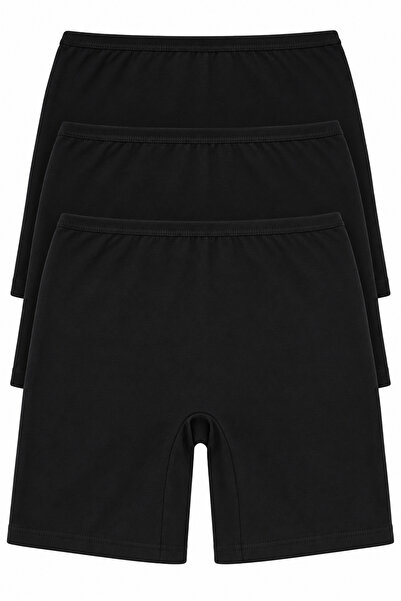 Nicoletta Women's Long Panties Cotton Shorts Boxer 3 Pack Black