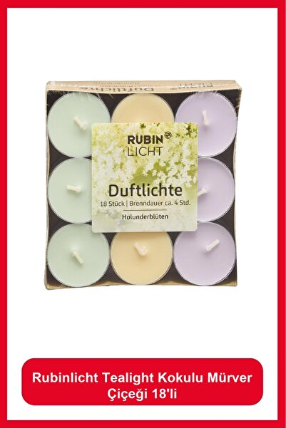 Rubin Licht Tealight Kokulu Mürver Çiçeği 18'li