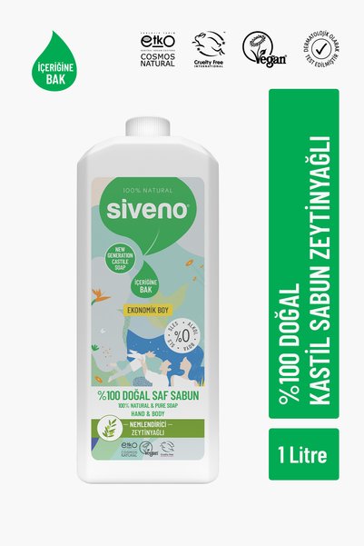 Siveno %100 Doğal Sıvı Kastil Sabun Zeytinyağlı Yoğun Nemlendirici Arındırıcı...