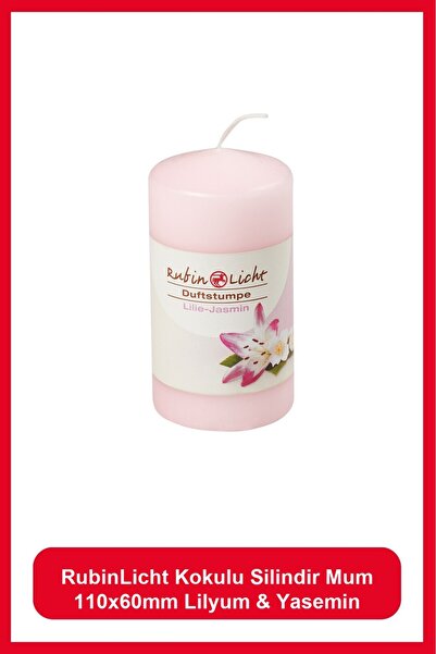 Rubin Licht Kokulu Silindir Mum 110 X 60mm Lilyum & Yasemin