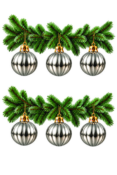 Waldern Set of 6 8 cm Vertical Christmas Pine Tree Ornaments