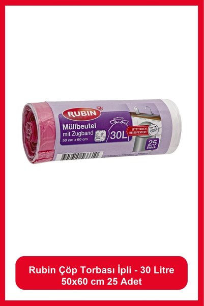 Rubin Çöp Torbası Ipli - 30 lt 50x60 cm 25 adet