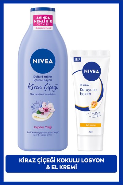 NIVEA Kiraz Kokulu Nemlendirici Vücut Bakım Losyonu 400ml ve Koruyucu El Krem...
