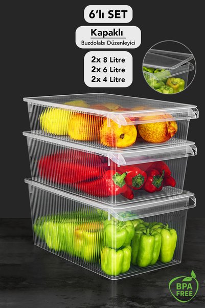 Meleni Home 6-Piece Storage Container Set with Lids - Organizer Container for...