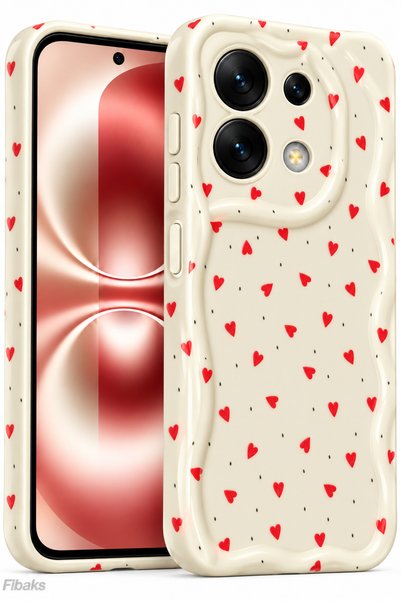 Fibaks Redmi Note 13 Pro 4G Kılıf Kamera Korumalı Dalga Kenarlı Kırmızı Kalp ...