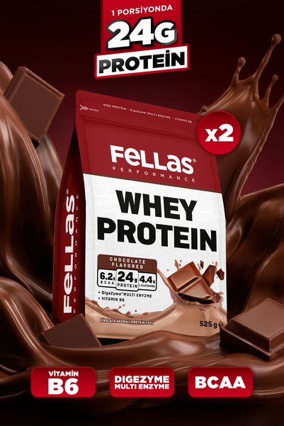 Fellas Whey Protein Tozu|24 g Protein 30 Servis|Çikolata Aromalı (525 g) x 2