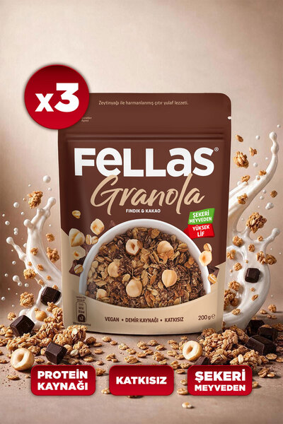 Fellas Granola - Fındık & Kakao (200 g) - 3'lü Paket