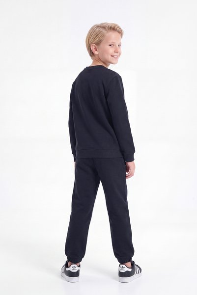 FYK KİDS 3 Thread Printed Boys' Double Pocket Crew Neck Sweatshirt Set