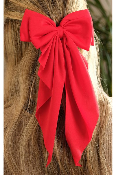 Jack Ferrero Women's Red Tail Bow Hair Clip - Large Size Hair Clip with Clip ...
