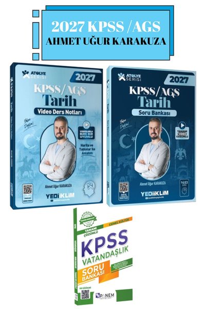Yediiklim Yayınları 2027 KPSS AGS Atölye Serisi Genel Kültür Tarih Video Ders...