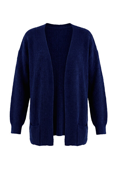 Trendyol Curve Tricotaj albastru marin, cardigan mărime mare TBBAW26AV00027