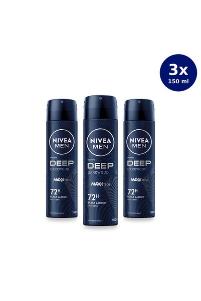 NIVEA Spray antiperspirant profund pentru bărbați cu cărbune activ, 48h, 150 ...