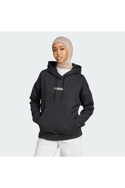 adidas BLUZA Z KAPTUREM JG8653 W LIN FL HD CZARNO-BIAŁA