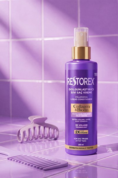 Restorex Collagen & Biotin Sıvı Saç Kremi 200 ml – Dolgunlaştırıcı & Parlaklık