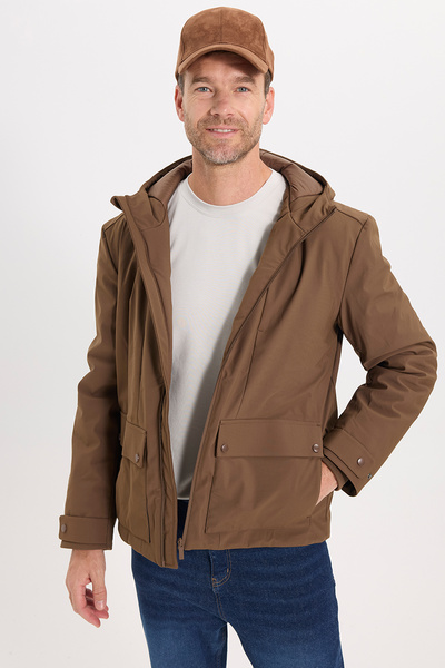 Tudors Men's regular fit relaxed hooded multi-pocket button detail zip-up cuf...