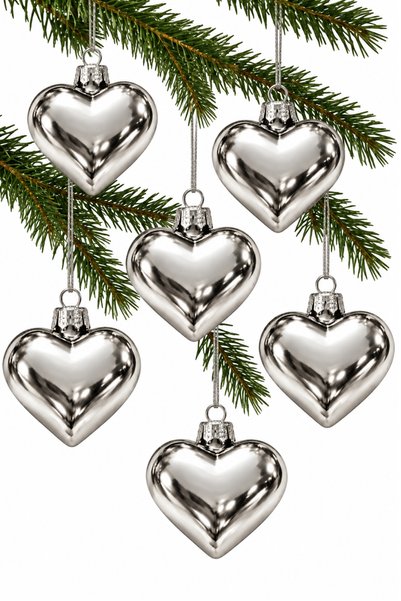 Waldern Set of 6 5 cm Heart Shaped Christmas Pine Tree Ornaments