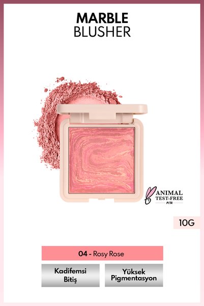 NOTE Marble Baked Blusher Fırınlanmış Allık & Aydınlatıcı - 04 Rosy Rose