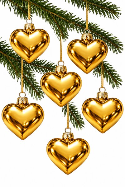 Waldern Set of 6 5 cm Heart Shaped Christmas Pine Tree Ornaments
