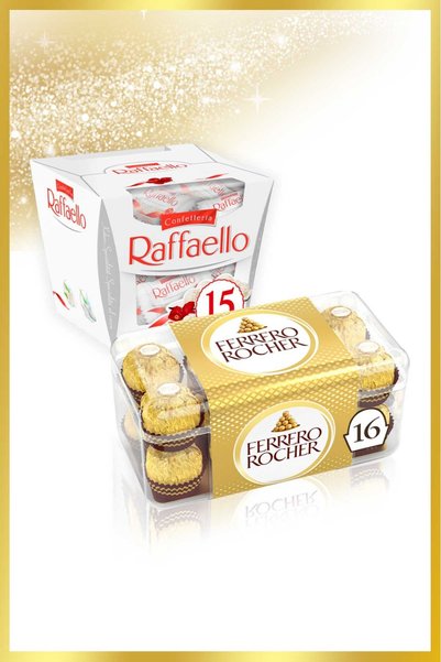Ferrero Rocher Çikolata 16'lı 200 Gr ve Raffaello Çikolata 15'li 150 Gr Ferre...