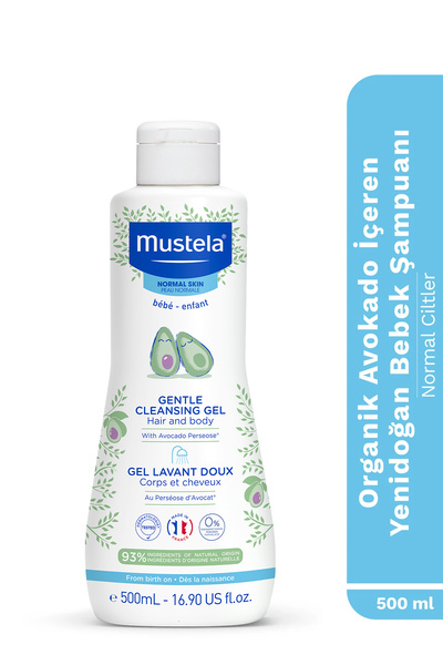 Mustela Organik Avokadolu Yenidoğan Bebek Şampuanı 500 ml + Vitamin Bariyer Pişik Kremi 20 ml Hediyeli