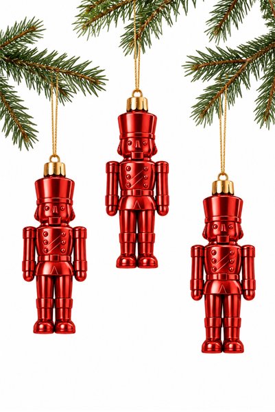 Waldern 3-Piece 12 cm Lead Soldier Christmas Pine Tree Ornament