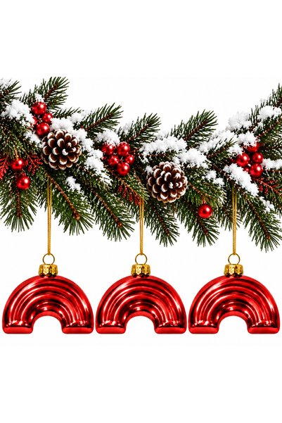 Waldern 3-Piece 10 cm Rainbow Pine Tree Ornament