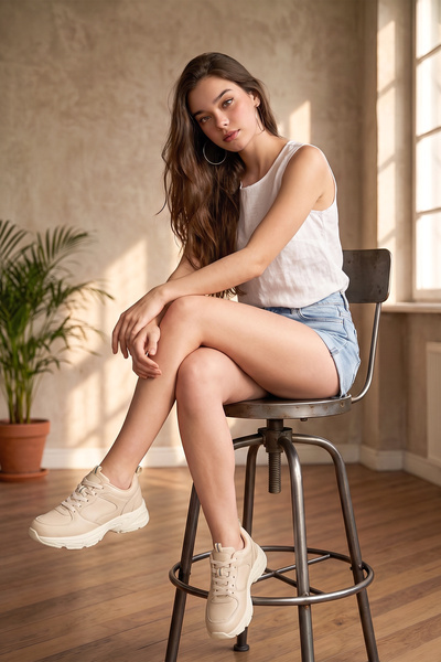 DARK SEER DS PL98 Bej Kadın Sneaker Günlük Spor Ayakkabı