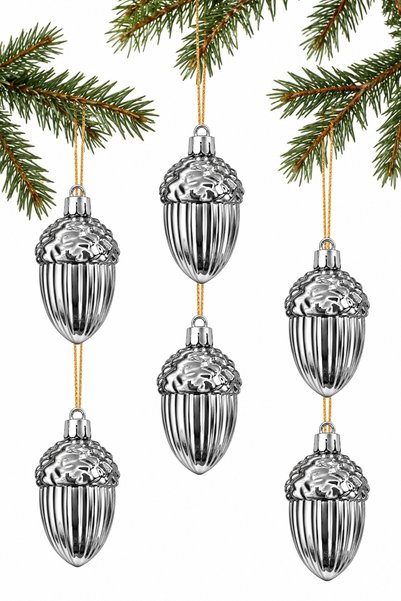 Waldern 6-Piece 7 cm Christmas Pine Tree Ornament with Palamut Figure