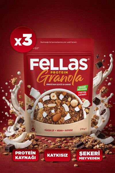 Fellas Protein Granola - Hindistan Cevizi & Kakao (270 g) - 3'lü Paket