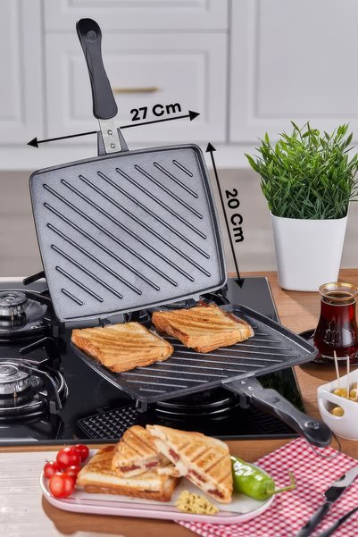 Taç Viva XL Döküm Ocak Üstü Tost Tavası 27x20 Cm