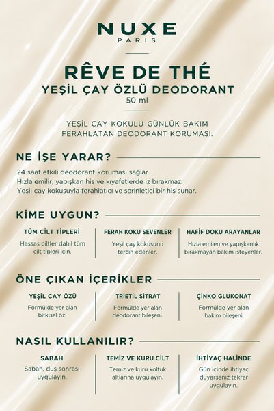 Nuxe Rêve de Thé Yeşil Çay Özlü Deodorant 50 ML