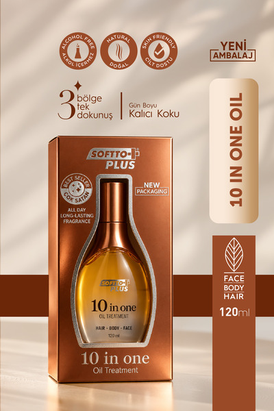 Softto Plus 10 ın 1 Değerli Yağ İçerikli Saç Vücut ve Yüz Bakım Yağı 120 ml