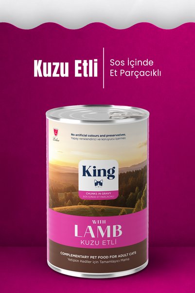 King KUZU ETLİ YETİŞKİN KEDİ KONSERVESİ 400 GR
