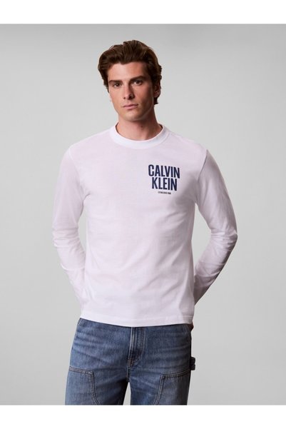 Calvin Klein LS 30S EU BLOCK FRONT CALVIN T LV04RH859G Λαμπερό Λευκό