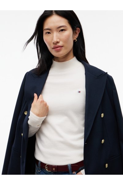 Tommy Hilfiger CO JERSEY SLIM MK-NK SWT WW0WW51383 Ιβουάρ Πετάλο