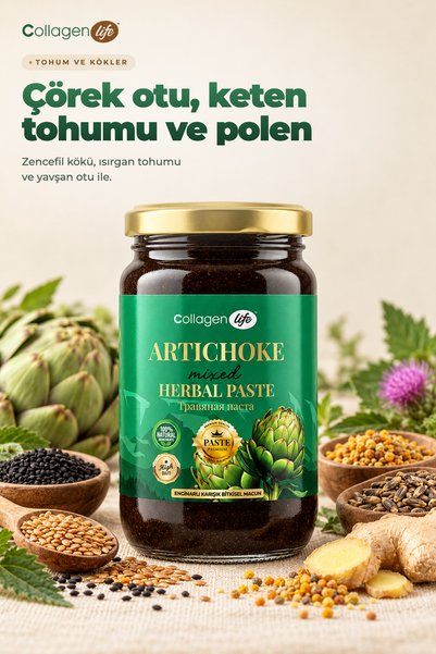 COLLAGEN LIFE Enginar Macunu Artichoke Herbal Paste 400g – Bal ve Pekmez Katkılı Karışım Özel Seri