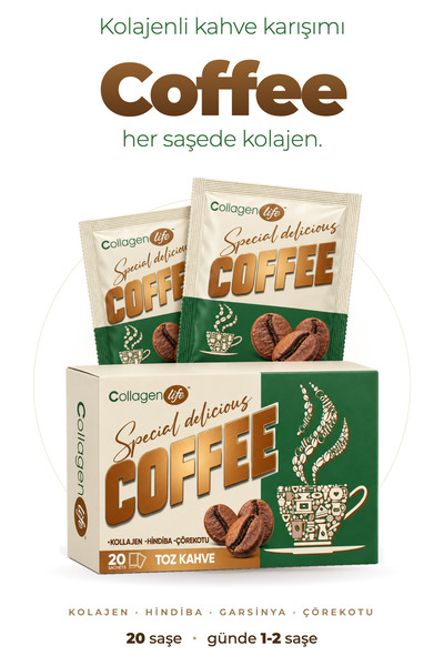 COLLAGEN LIFE Kolajenli Kahve Karışımı Coffee Powder 20 Saşe – Hindiba, Garsi...